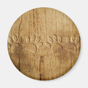 Aimant Empreinte de patte de chien en bois sculpté