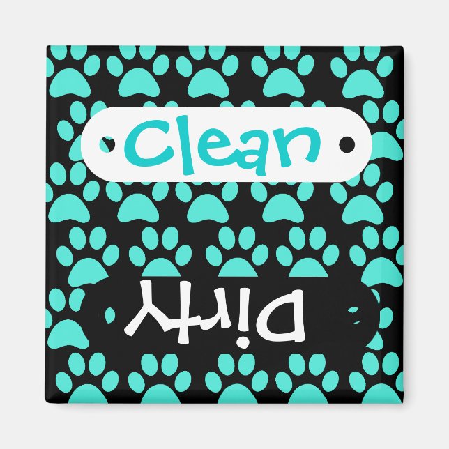Aimant Empreintes de pattes de Chien Chien Chien Turquois (Devant)