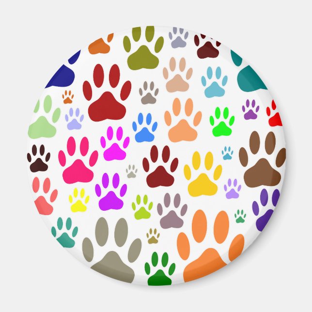Aimant Empreintes de pattes de chiens partout (Devant)