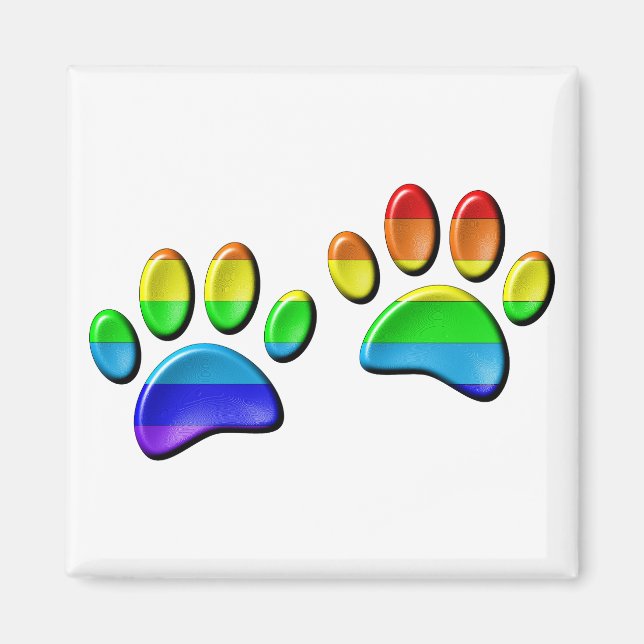 Aimant Empreintes de pattes de Faux 3D Rainbow Dog (Devant)