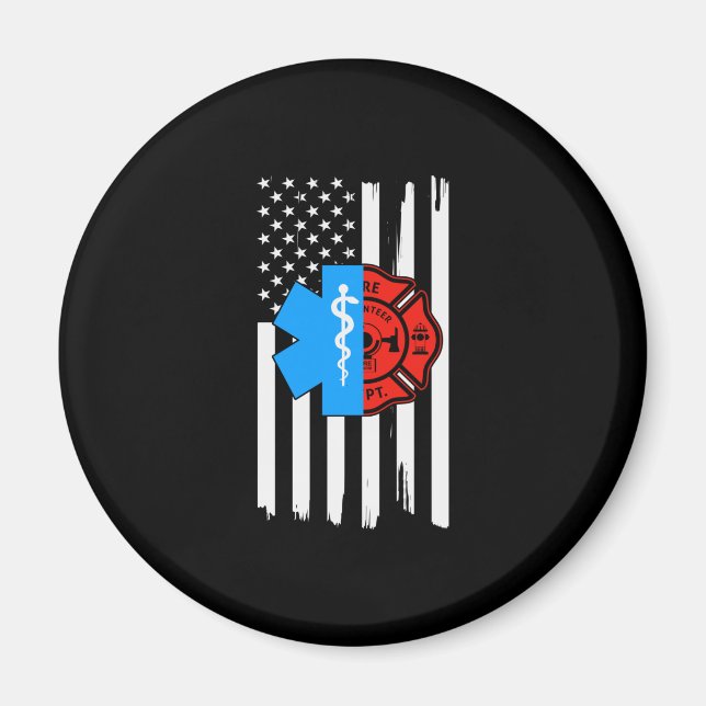 Aimant Emt Firefighter Drapeau Américain Trouvé.Png (Devant)