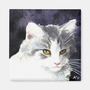 Aimant en argent et en chaton blanc