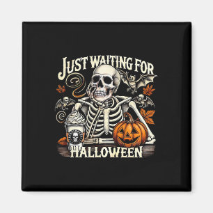 Aimant En Attendant Juste Halloween Skeleton Coffee Jack