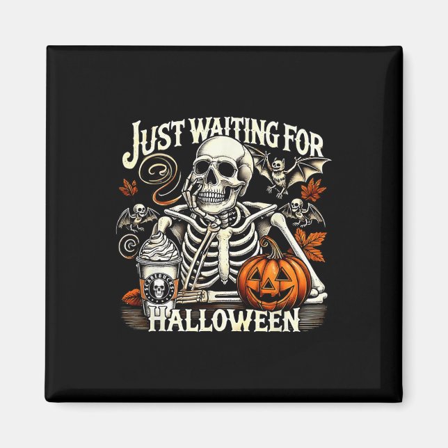 Aimant En attente d'Halloween Funny Skeleton Citrouille (Devant)