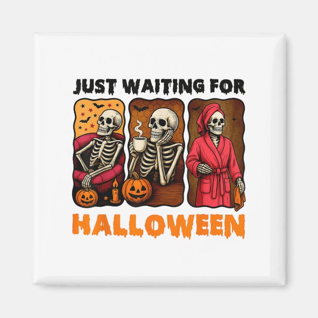 Aimant En Attente D'Halloween Funny Skeleton Éffrayant S (Devant)