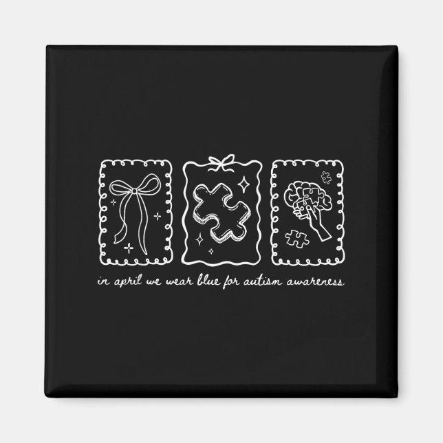 Aimant en avril Porter du bleu pour la sensibilisation à  (Devant)
