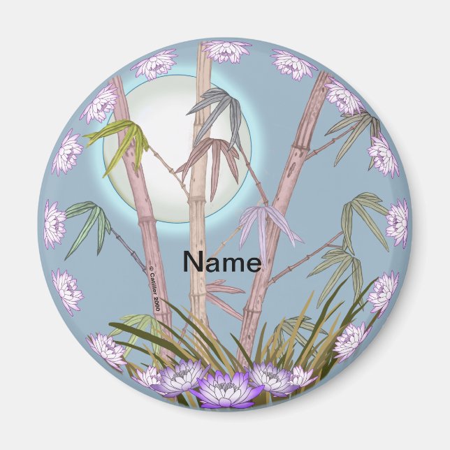 Aimant en bambou Lotus Moon (Devant)