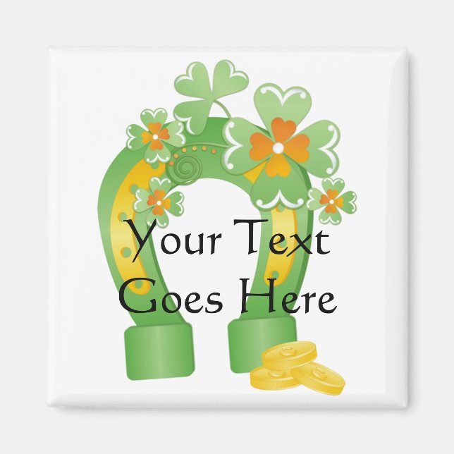 Aimant en fer à cheval Lucky personnalisable (Devant)