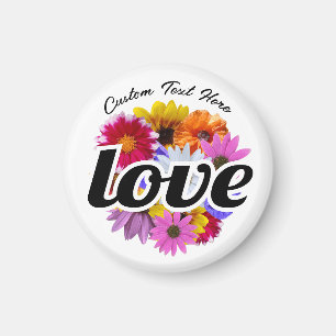 Aimant En Fleur - Amour avec Bouquet floral rond