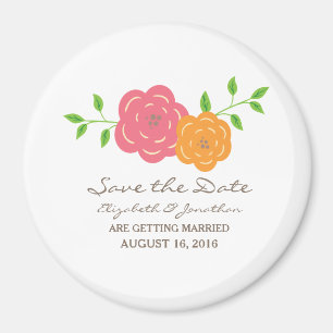 Aimant En fleur rouge orange floral Enregistrer l'aimant 