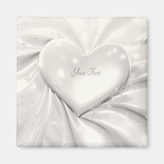 Aimant en forme de cœur à la crème blanche élégant (Devant)