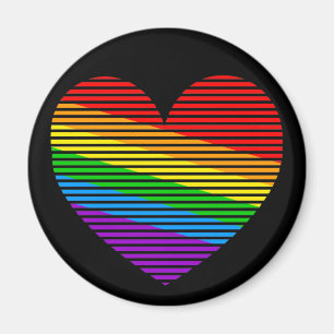 Aimant en forme de cœur à rayures arc-en-ciel Core