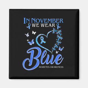 Aimant En Novembre Nous Portons Bleu Coeur Papillon Diabè