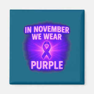 Aimant En novembre, nous portons le violet Mois de sensib