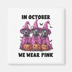 Aimant En Octobre Nous Portons Pink Great Dane Halloween