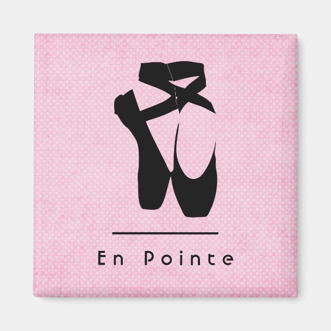 Aimant En Pointe Texte avec Chaussures en Ballet Noir En  (Devant)