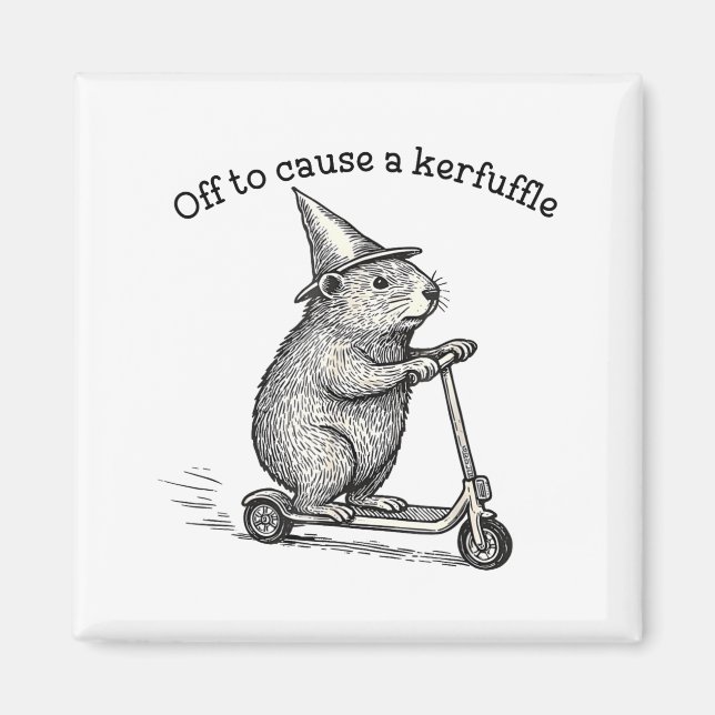 Aimant En route pour causer un capybara scooter chaos fou (Devant)