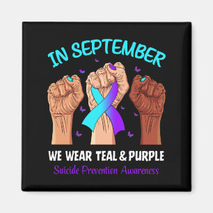 Aimant En septembre, portez du ruban sarcelle violet pour