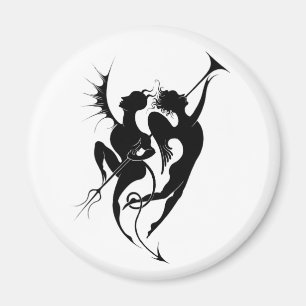 Aimant en silhouette d'ange et de diable