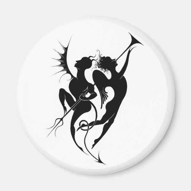 Aimant en silhouette d'ange et de diable (Devant)