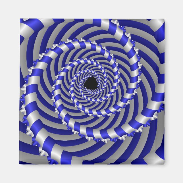 Aimant en spirale bleu et blanc hypnotique (Devant)