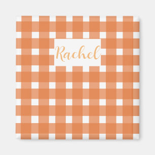 Aimant En vichy blanc orange personnalisé