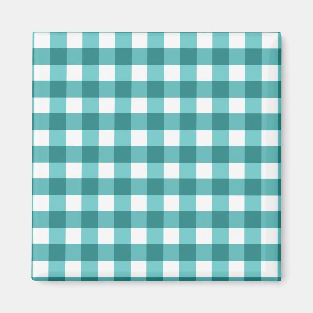 Aimant en vichy turquoise (Devant)