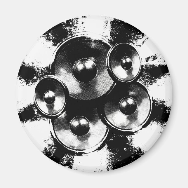 Aimant Enceintes musicales noir et blanc (Devant)