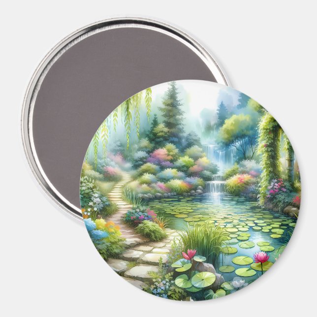 Aimant Enchanted Waterfall Garden Lily Pond (Recto/Verso)
