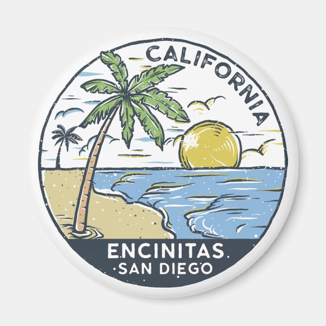 Aimant Encinitas San Diego Californie Vintage (Devant)