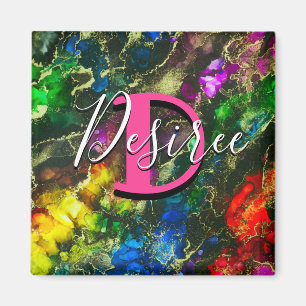 Aimant Encre d'alcool psychédélique et dorée