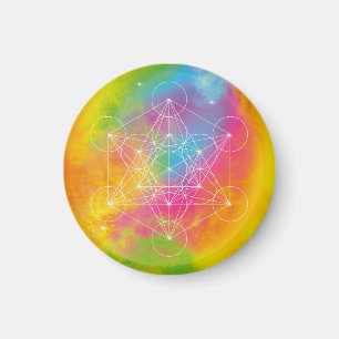 Aimant Énergie Arc-en-Ciel – Géométrie Sacrée du Cube de