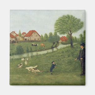 Aimant Enfant avec des oies