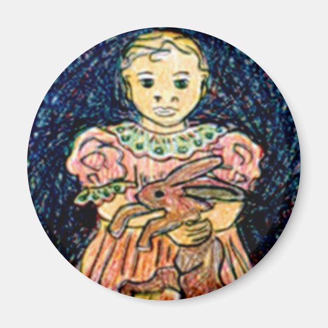 Aimant Enfant avec lapin (Devant)