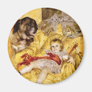 Aimant Enfant avec St Bernard : Art par Anders Zorn, 1884