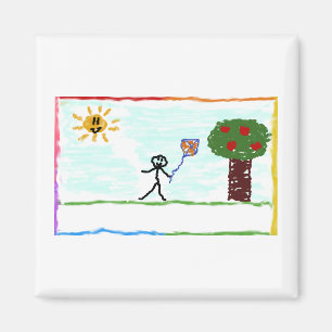 Aimant Enfant jouant avec le cerf-volant