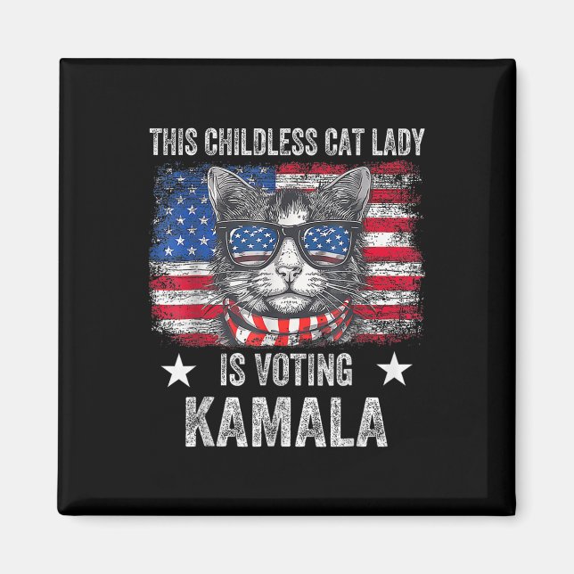 Aimant Enfant Lady Chat Vote Kamala Harris 2024 Us (Devant)