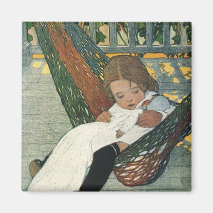 Aimant Enfant vintage avec poupée par Jessie Willcox Smit