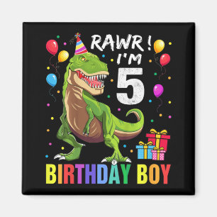 Aimant Enfants 5 ans 5e anniversaire garçon T Rex Dinosau
