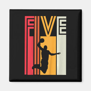 Aimant Enfants 5e anniversaire Basketball Lover cadeau 5