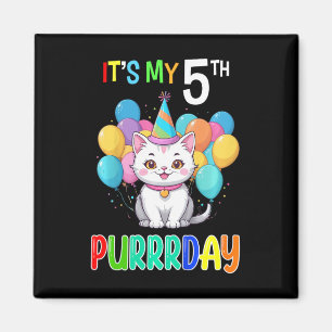 Aimant Enfants 5e anniversaire fille chat chemise cinquiè