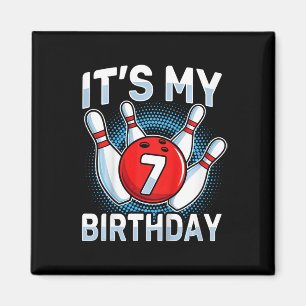 Aimant Enfants 7 ans Bowling 7e anniversaire de fête Garç