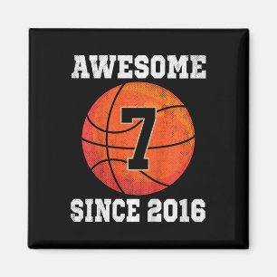 Aimant Enfants 7e anniversaire Basketball Lover 7 ans Vin