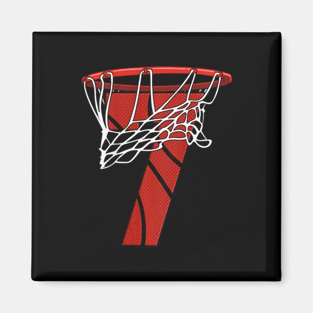 Aimant Enfants 7e anniversaire de basket-ball - Sept ans  (Devant)