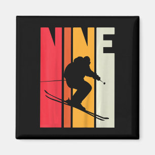 Aimant Enfants 9e anniversaire Boy Retro Ski Lover Skier
