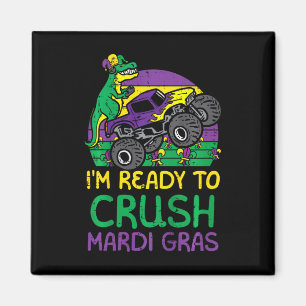 Aimant Enfants Crush Mardi Gras Dino Monster Truck Funny