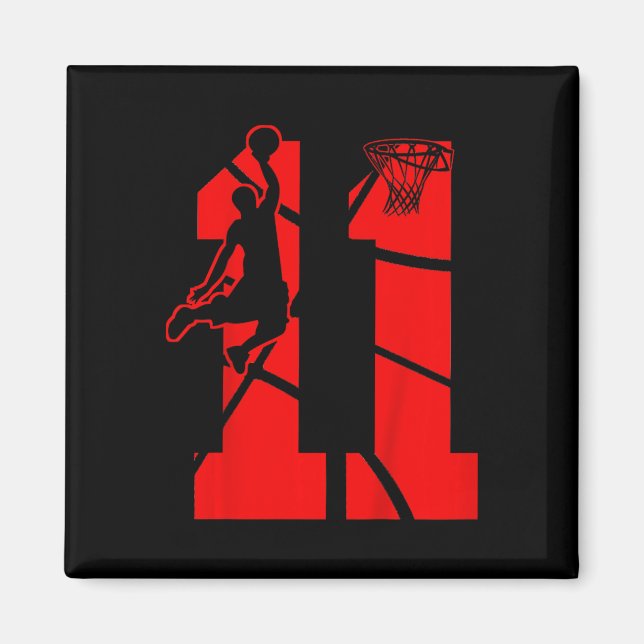 Aimant Enfants de 11 ans 11e Fête d'anniversaire de baske (Devant)