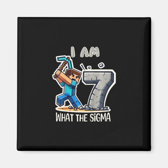 Aimant Enfants de 7 ans Sigma Pixel Art Mineur Anniversai (Devant)