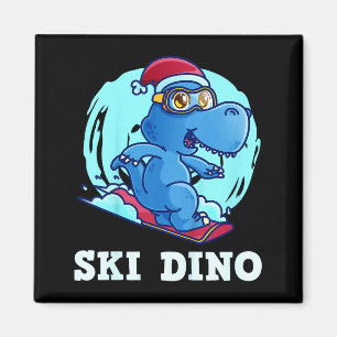 Aimant Enfants faisant du ski enfants ski dino drôle skie