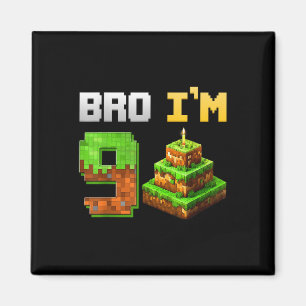 Aimant Enfants Garçon Son 9e Anniversaire Jeu de Bro Pixe